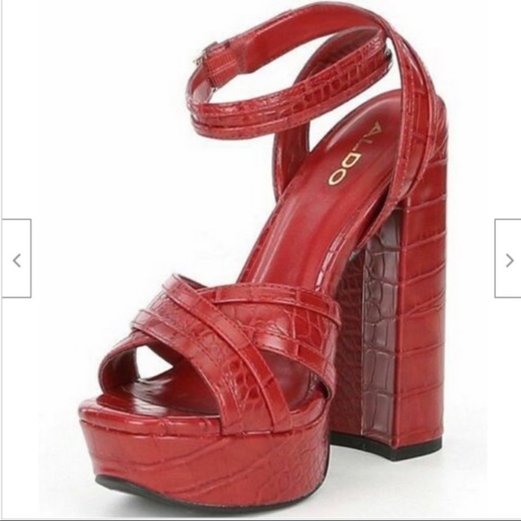ALDO Dwaurith Red Platform Open Toe Heels - Picture 2 of 12